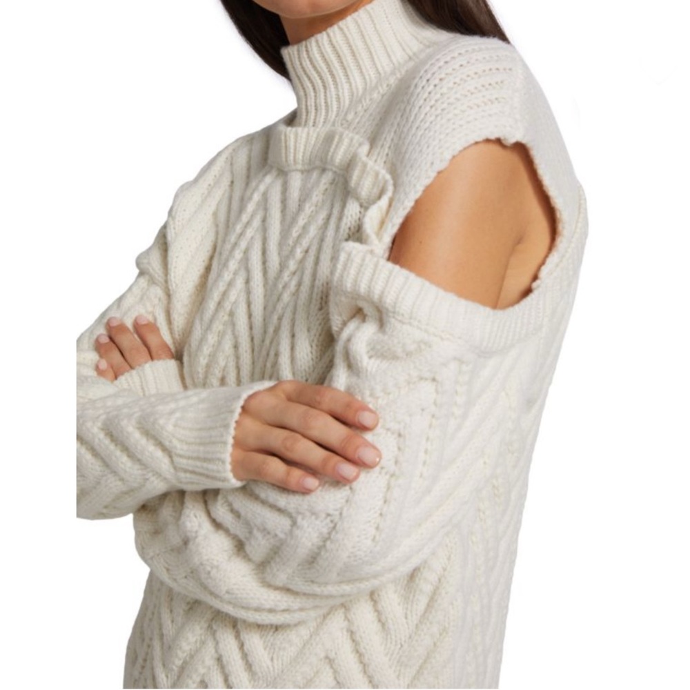 Saks 5th Avenue Gestuz Chunky Asymmetrical Cable Knit Sweater - Picture 3 of 11